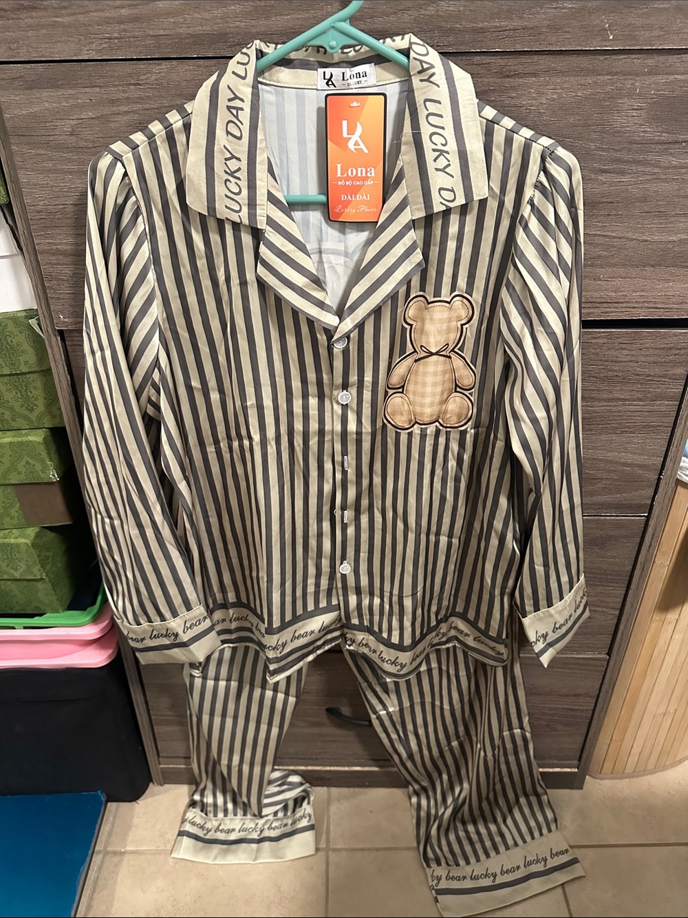 Women’s Stripe Teddy Pajama Set one size